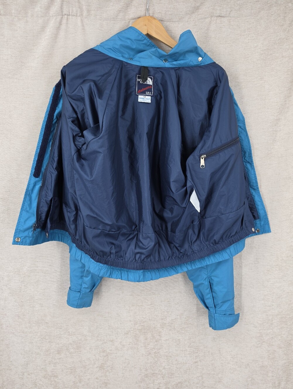 North Face Girls Size 12 Vintage Jacket Coat Gore-Tex Goretex Blue Hooded - Picture 5 of 15